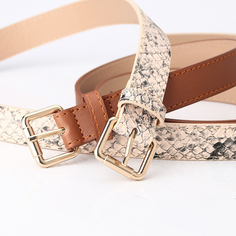 Chloe Women's PU Leather Belt with Alloy Pin Buckle