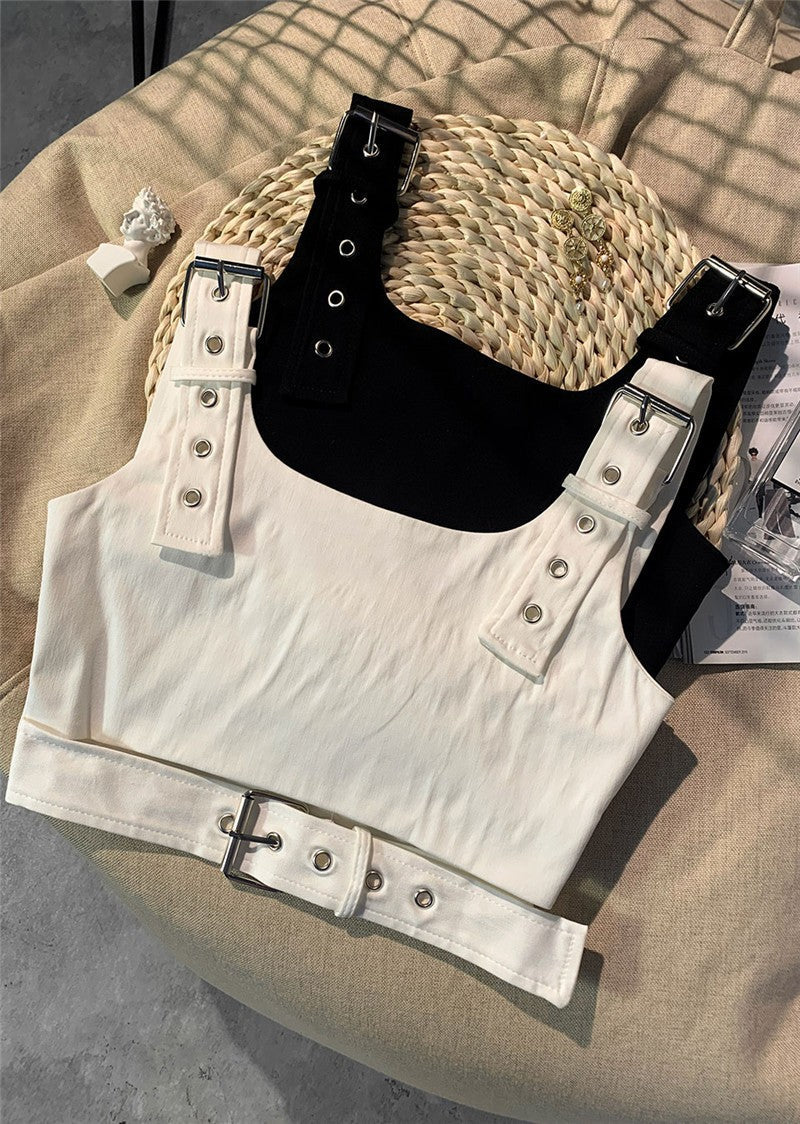 Girl’s Cropped Cotton Jazz Vest – Black Camisole Style