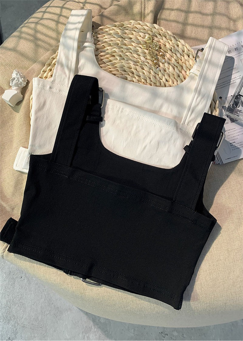 Girl’s Cropped Cotton Jazz Vest – Black Camisole Style