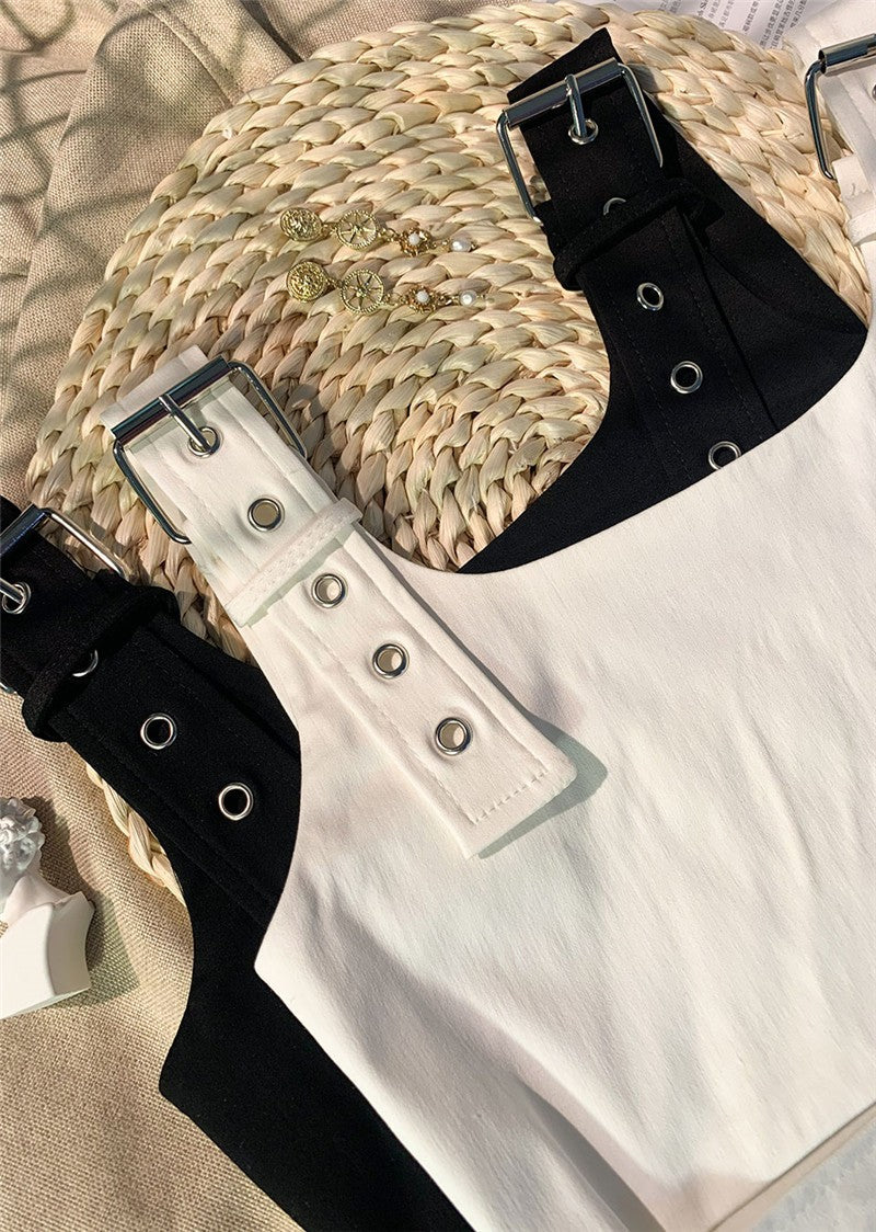 Girl’s Cropped Cotton Jazz Vest – Black Camisole Style