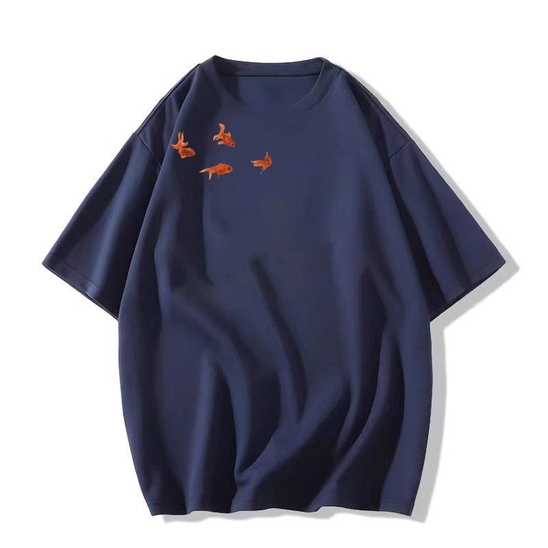 Loose Fit Half Sleeve Graphic Cotton Tee – Summer Cartoon Print