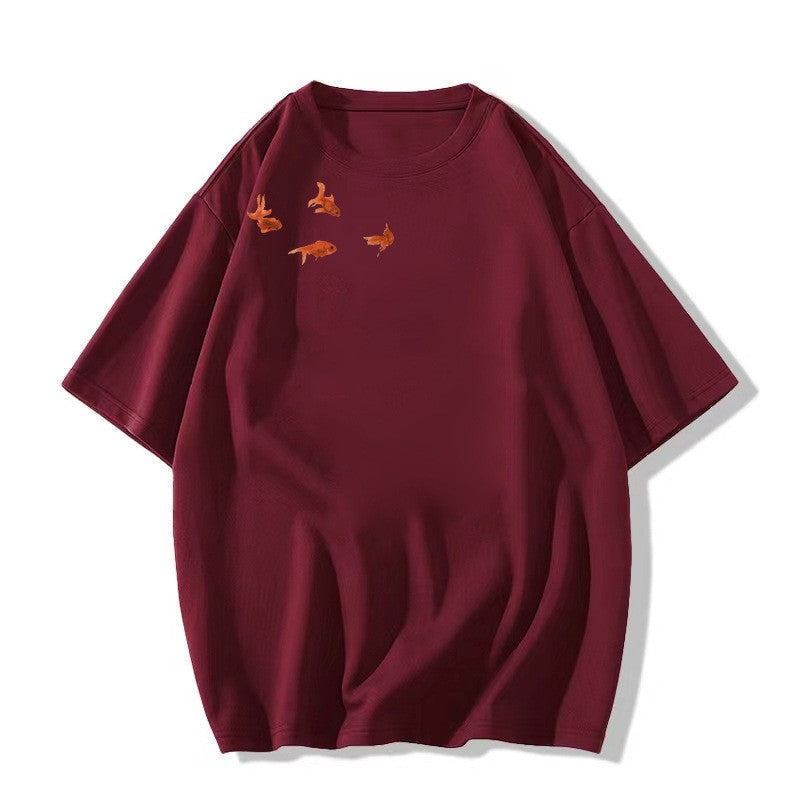 Loose Fit Half Sleeve Graphic Cotton Tee – Summer Cartoon Print