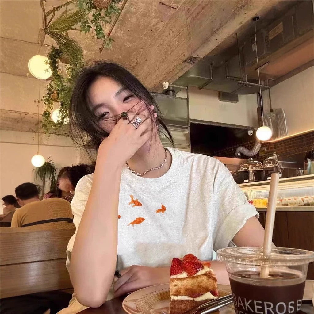 Loose Fit Half Sleeve Graphic Cotton Tee – Summer Cartoon Print