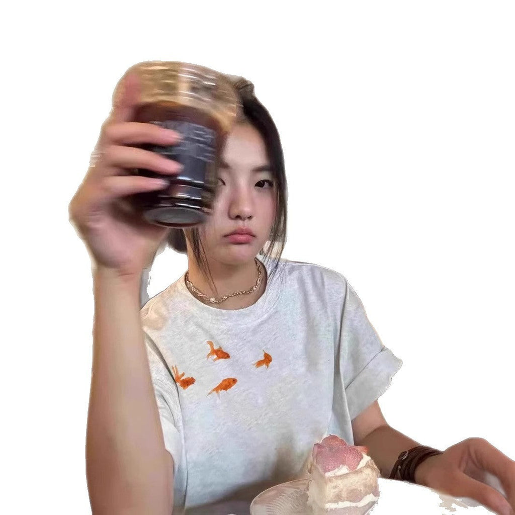 Loose Fit Half Sleeve Graphic Cotton Tee – Summer Cartoon Print