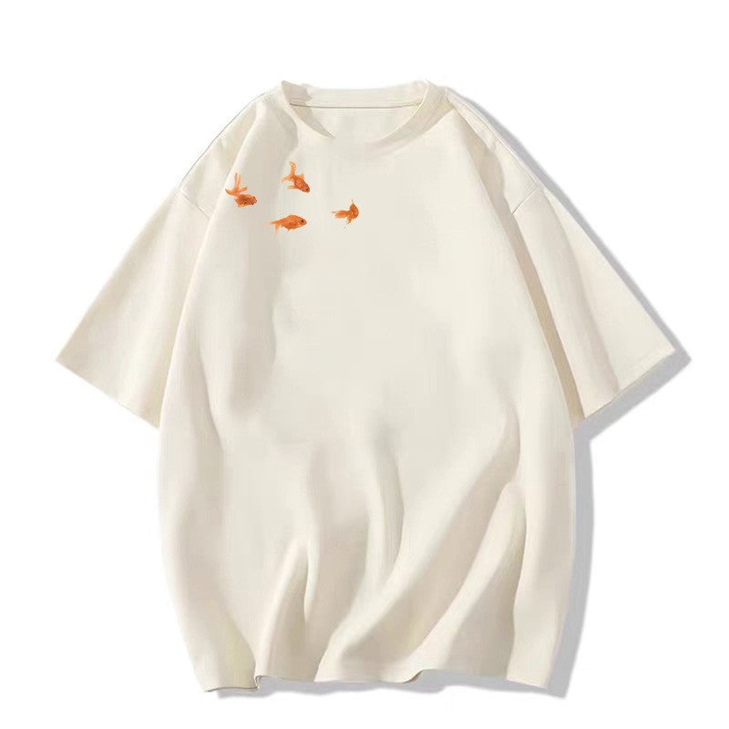 Loose Fit Half Sleeve Graphic Cotton Tee – Summer Cartoon Print