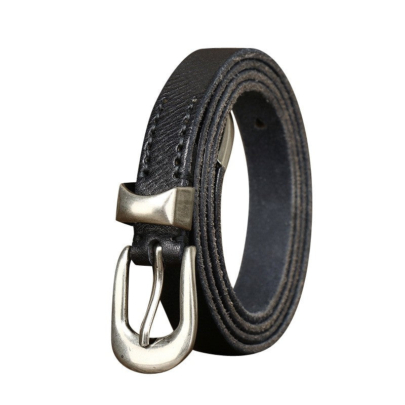 Retro Leather Belt with Vintage Pin Buckle – 18mm Wide