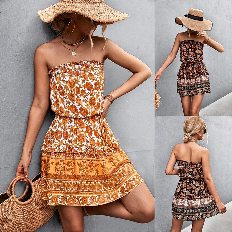 Selora Strapless Floral Dress