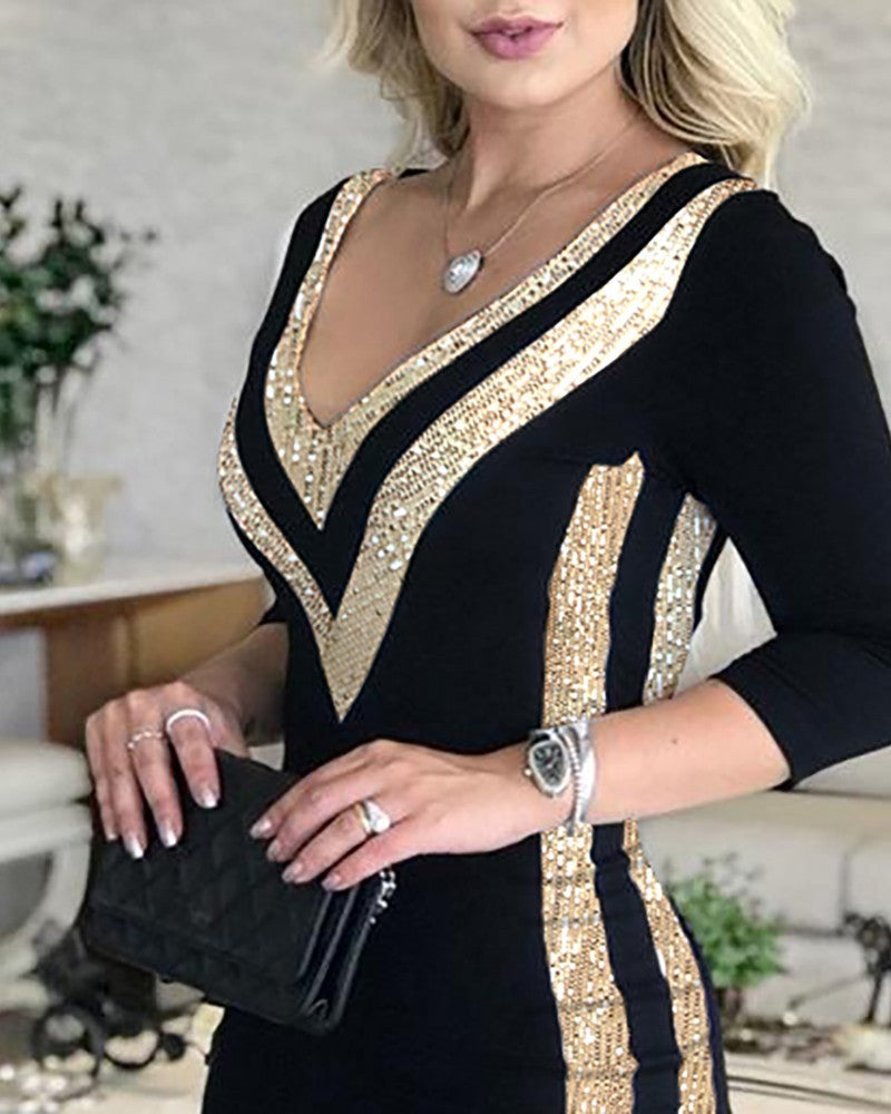 Sorelle Sequin Print Dress