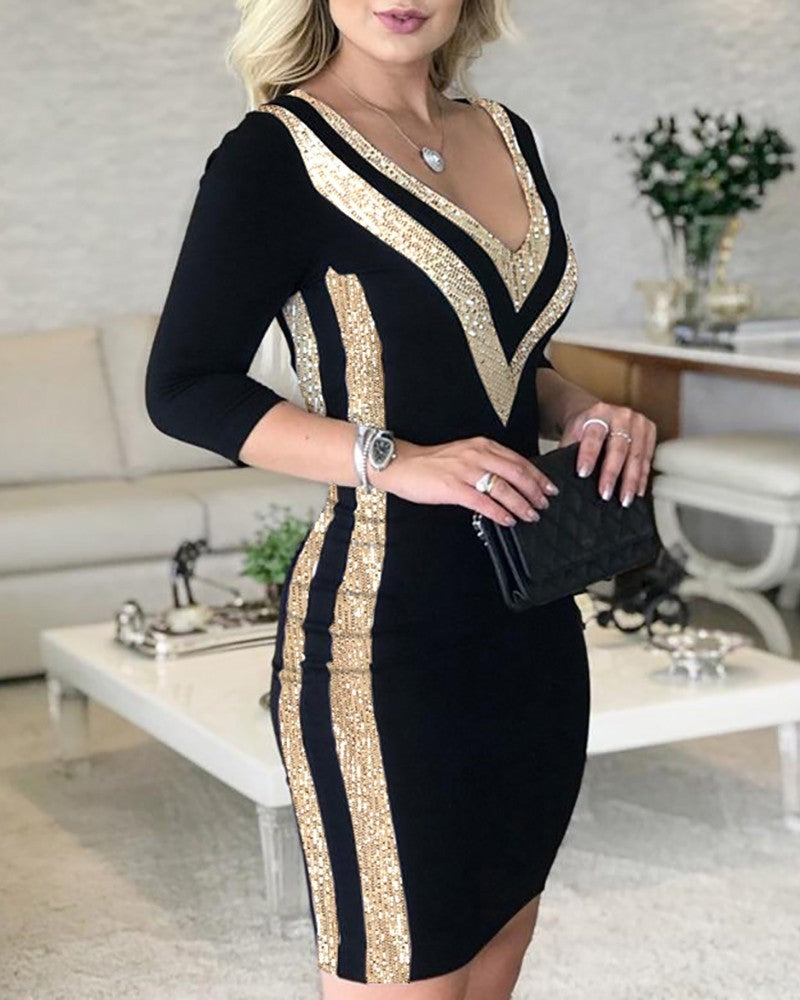Sorelle Sequin Print Dress