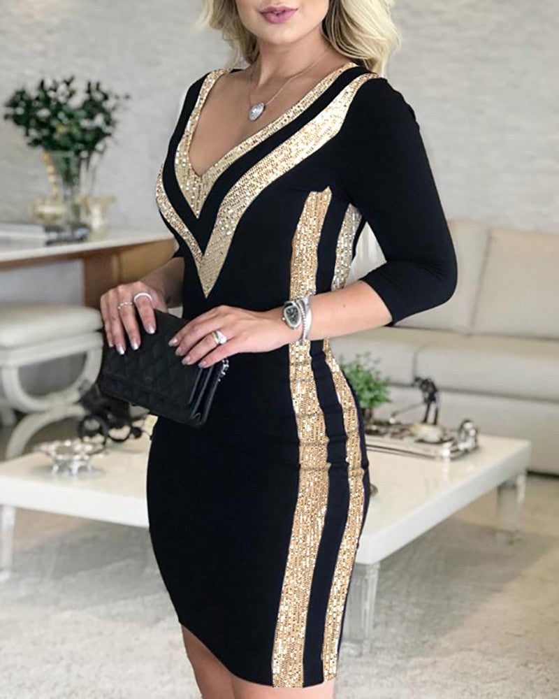 Sorelle Sequin Print Dress