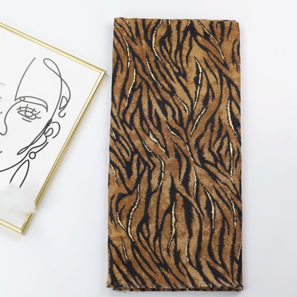 Zebra Satin Woven Shawl with Bronzing Detail