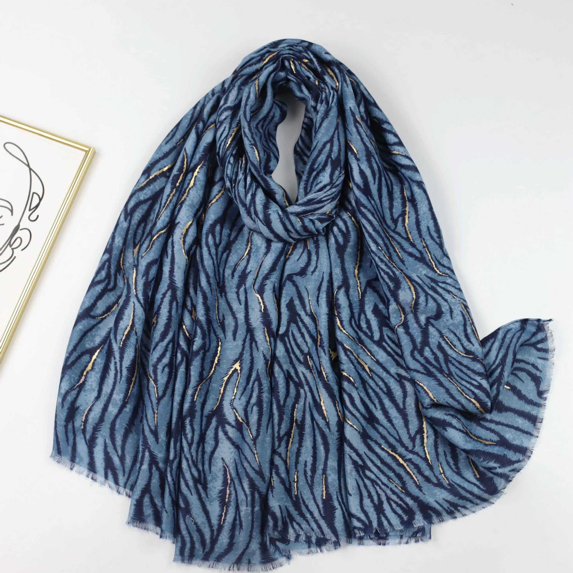 Zebra Satin Woven Shawl with Bronzing Detail