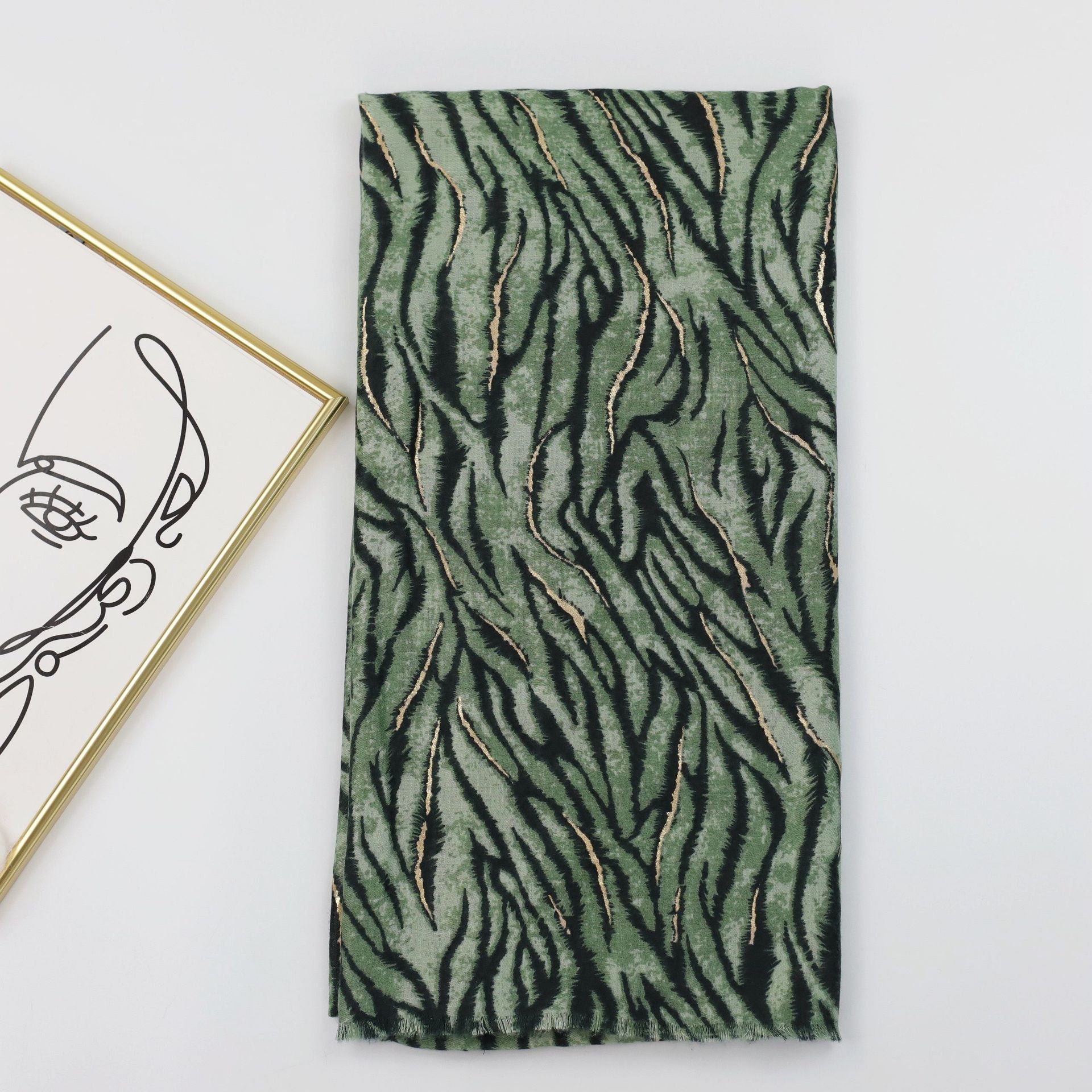 Zebra Satin Woven Shawl with Bronzing Detail