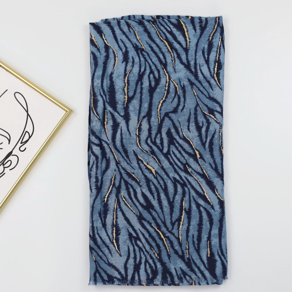 Zebra Satin Woven Shawl with Bronzing Detail